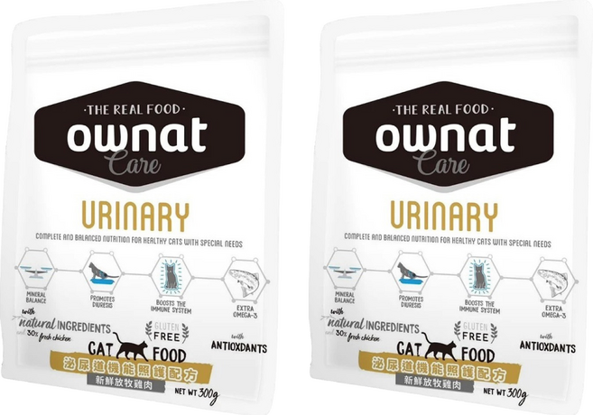 ownat 歐娜特 CARE系列 成貓 無麩質飼料, 泌尿道機能照護配方, 300g, 2袋