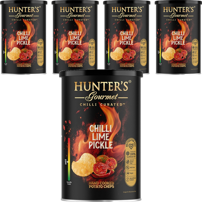 HUNTER'S gourmet 亨特手工洋芋片 辣椒萊姆醬味, 150g, 5罐