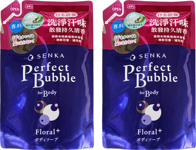 SENKA 專科 超微米完美泡泡沐浴乳補充包 清新花香, 2個, 350ml