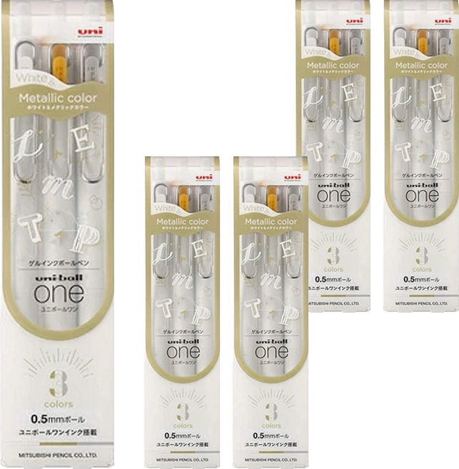 Uni 三菱 uni-ball one 自動鋼珠筆 3色組 UMN-SC-05 WGS3C, 白色 + 金色 + 銀色, 5個
