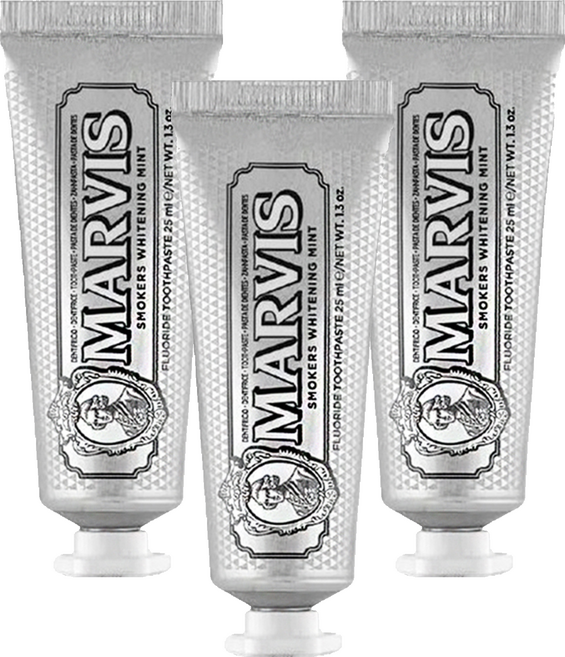 MARVIS 台灣公司貨 義大利精品牙膏 強化亮白薄荷, 3個, 25ml