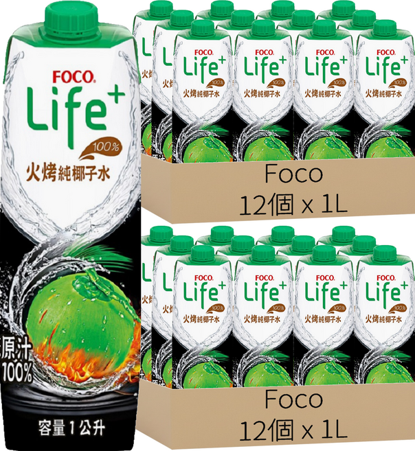 Foco LIFE+ 火烤純椰子水, 24個, 1L