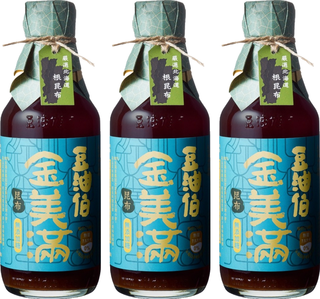 豆油伯 昆布金美滿釀造醬油, 3個, 300ml