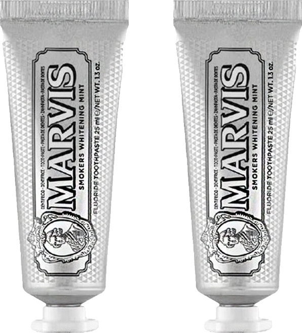 MARVIS 台灣公司貨 義大利精品牙膏 強化亮白薄荷, 2個, 25ml