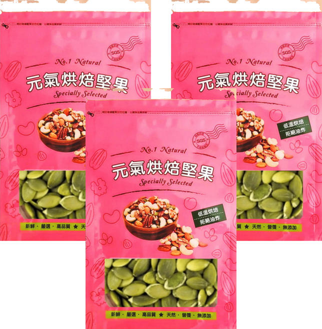 Vitality life 品鮮生活 大顆原味南瓜子 家庭包, 600g, 3個