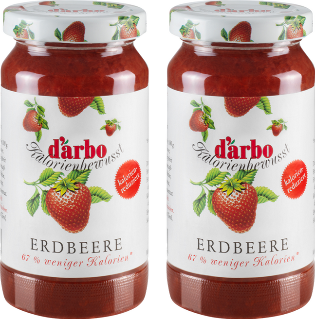 d'arbo 德寶 減卡草莓果醬, 220g, 2個