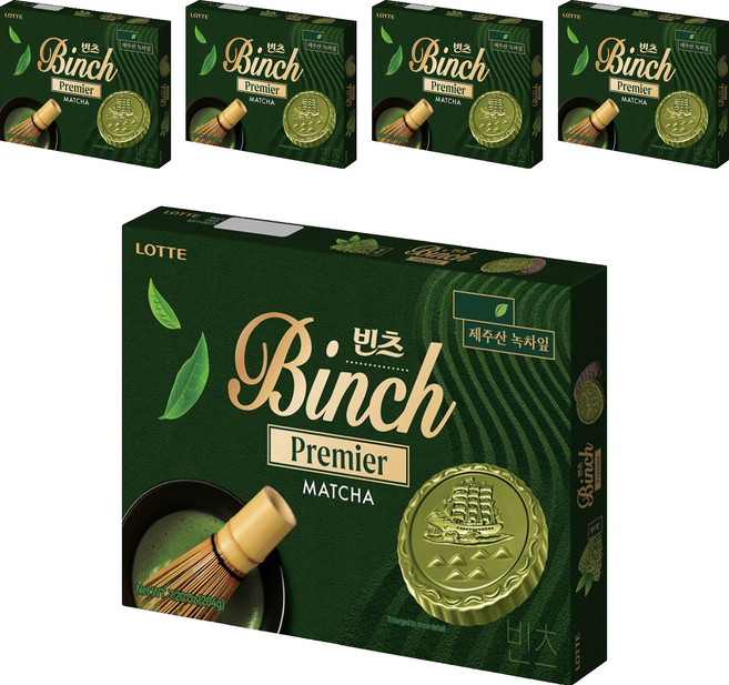 LOTTE 樂天 Binch 抹茶餅乾, 204g, 5盒