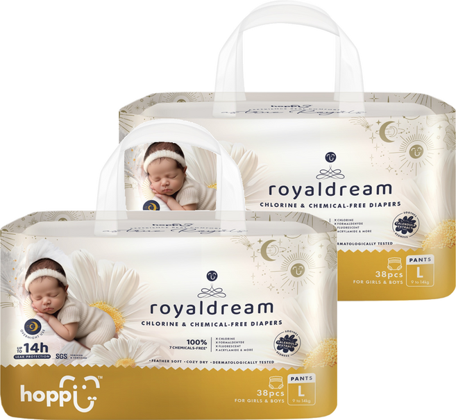 hoppi 皇家系列 嬰兒褲型尿布 9~14kg, L, 76片