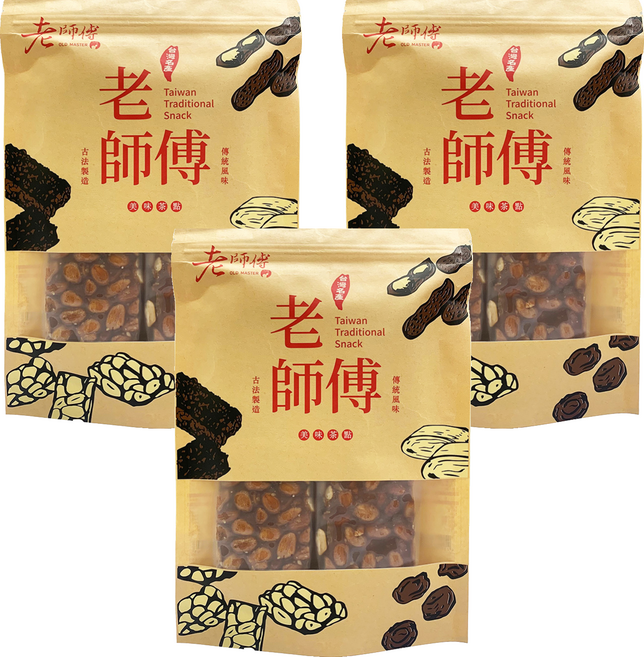老師傅 手工花生軟糖大塊豪邁款, 3袋, 320g