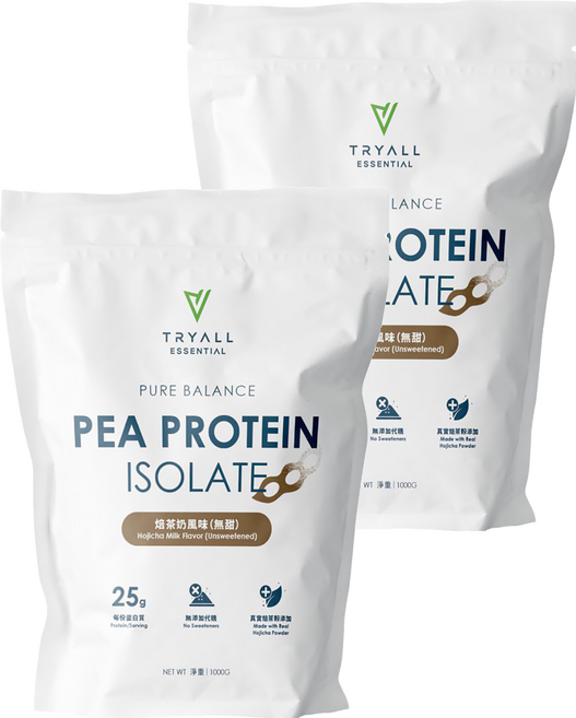 TRYALL Essential Pure Balance 極粹豌豆植物蛋白 焙茶奶風味, 1kg, 2個