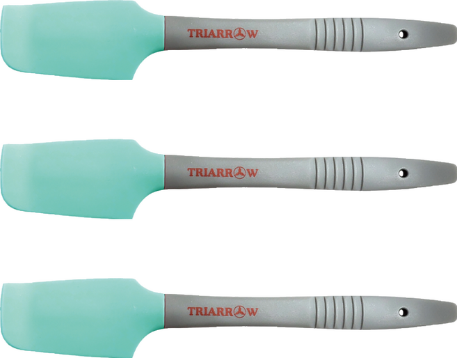 TRIARROW 三箭牌 塑柄矽膠彎頭刮刀 HS-S18B 小, 藍色, 3個