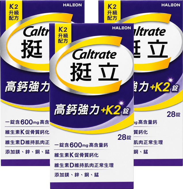 Caltrate 挺立 高鈣強力錠+K2配方, 3個, 28顆