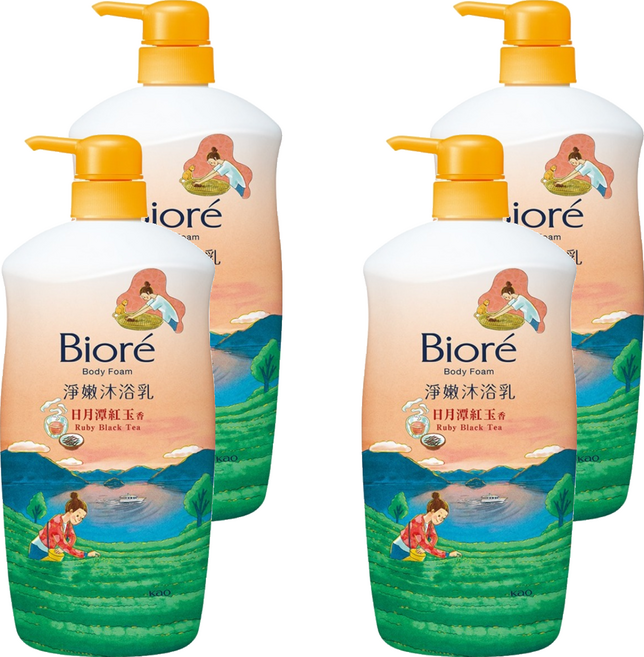 Biore 蜜妮 淨嫩沐浴乳 日月潭紅玉香 清爽型, 1kg, 4個