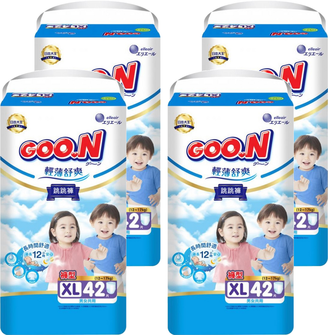 GOO.N 大王 輕薄舒爽 紙尿布 褲型 12~17kg, XL, 168片