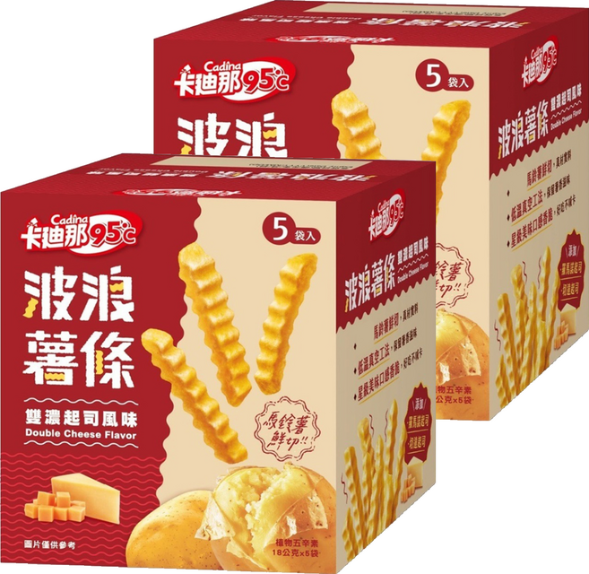 Cadina 卡迪那 95度C波浪薯條 雙濃起司風味 5包, 80g, 2盒