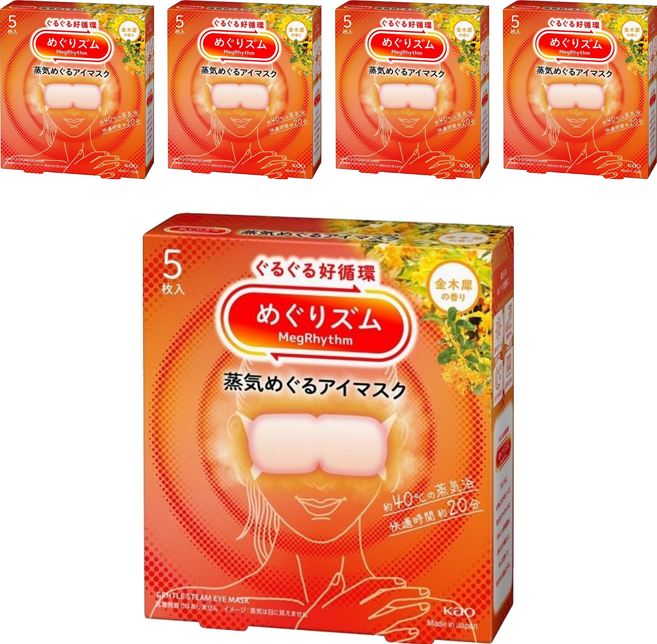 Kao 花王 MegRhythm 美舒律 蒸氣眼罩 金木犀花香, 5片, 5盒