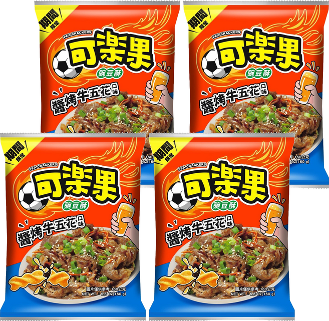 可樂果 醬烤牛五花口味, 160g, 4包