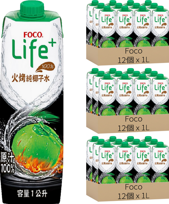 Foco LIFE+ 火烤純椰子水, 36個, 1L