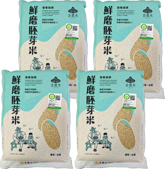 GOLDEN RICE 金農米 鮮磨胚牙米, 2kg, 4個, 2級