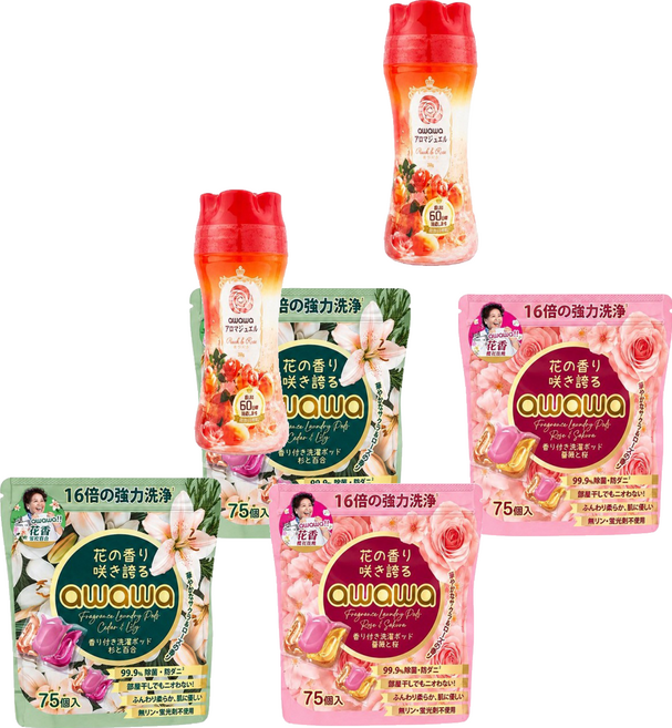 awawa 三合一強力洗淨洗衣球 2個 + 香氛豆 款式隨機, 1700g