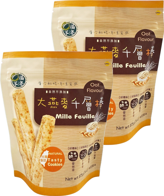 口福不淺 大燕麥千層棒袋裝, 85g, 2個