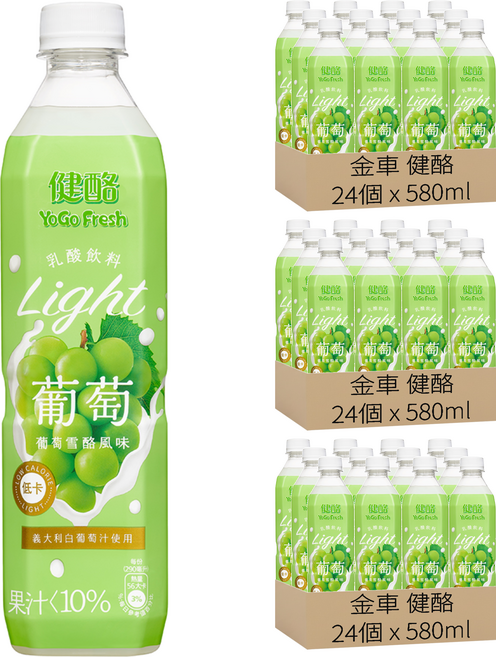 金車 健酪 Yogo Fresh 乳酸飲料 葡萄雪酪風味, 72個, 580ml