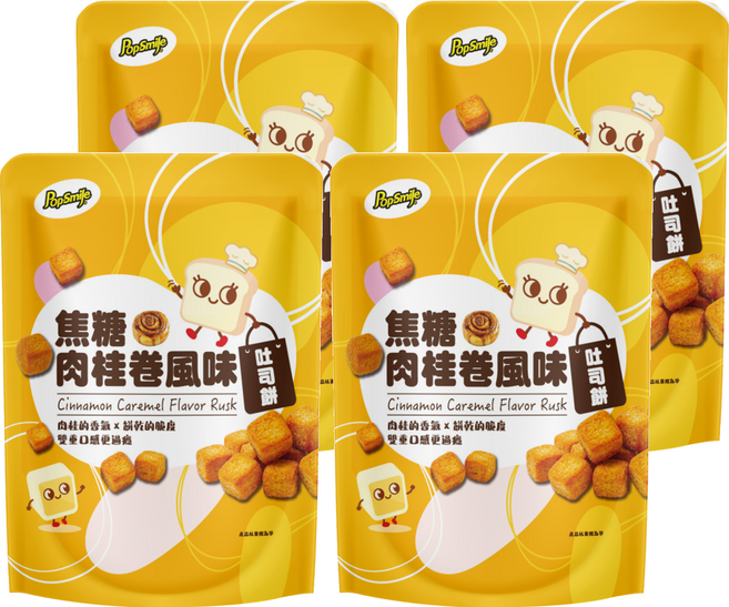 Pop-Smile 卡滋 焦糖肉桂卷風味吐司餅, 35g, 4包
