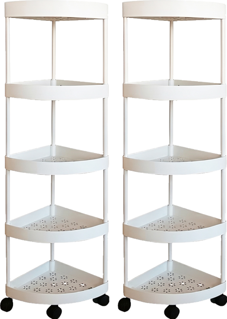 品屋 三角夾縫置物架 牆角收納 105 x 34cm 5層款, 白色, 2個