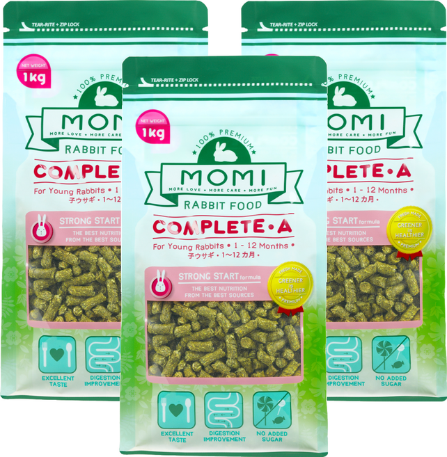 momi 摩米 營養全A幼兔飼料, 1kg, 3包
