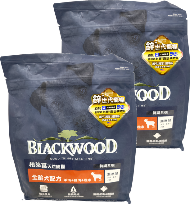 BLACKWOOD 特調全齡犬配方乾飼料, 羊肉 + 糙米 + 雞肉, 2kg, 2袋