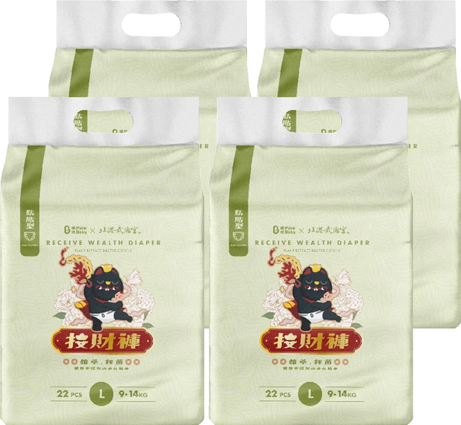 波比 PureBaby 植萃抑菌接財褲 黏貼型 9~14kg, L, 88片