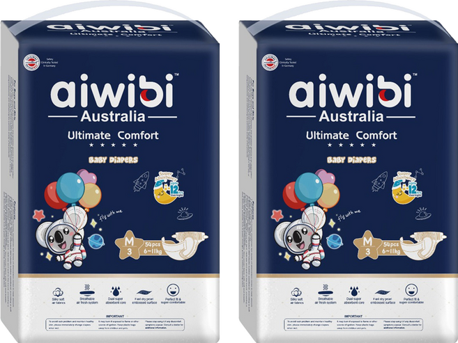 aiwibi 愛薇彼 夜用甄柔瞬吸 黏貼型尿布 6~11kg, M, 108片