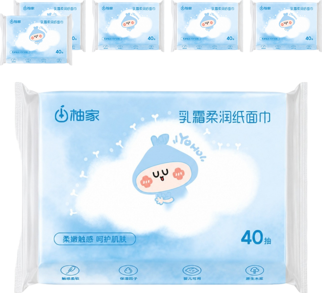 柚家 抽取式柔紙巾 3層, 6個, 40張