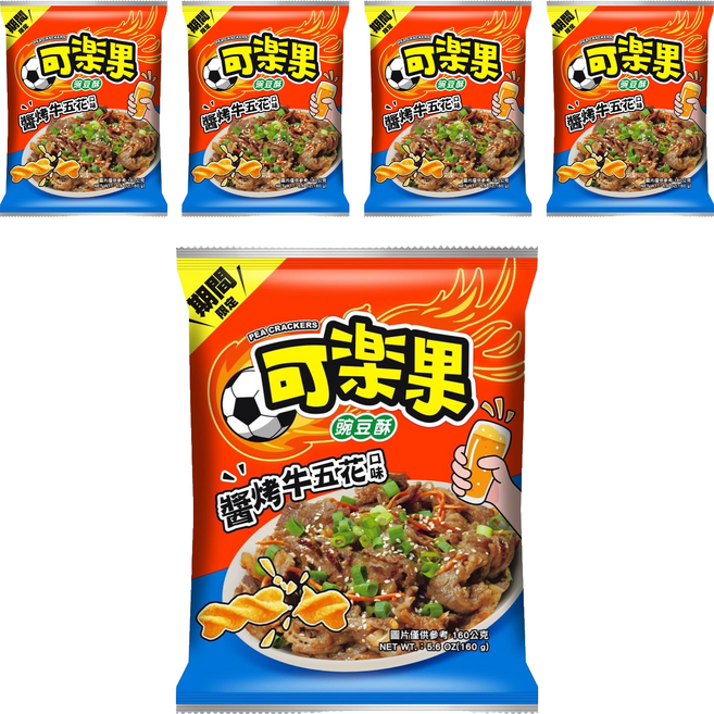 可樂果 醬烤牛五花口味, 160g, 5包
