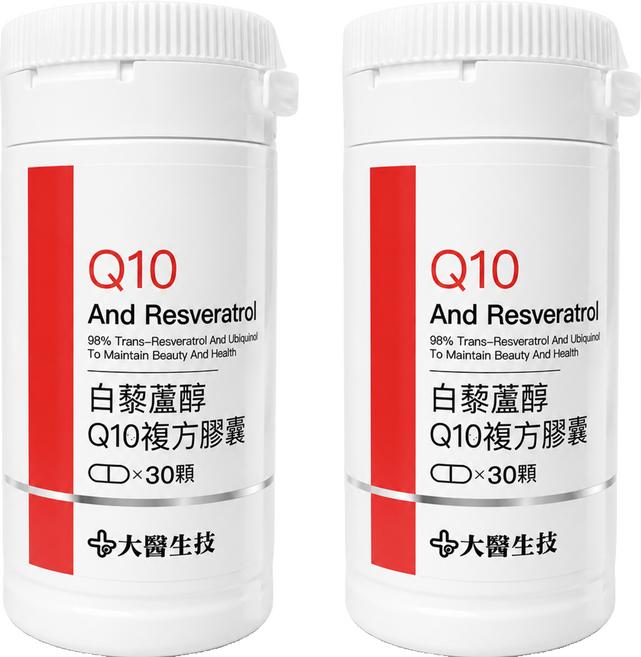 大醫生技 白藜蘆醇Q10複方膠囊, 2個, 30顆