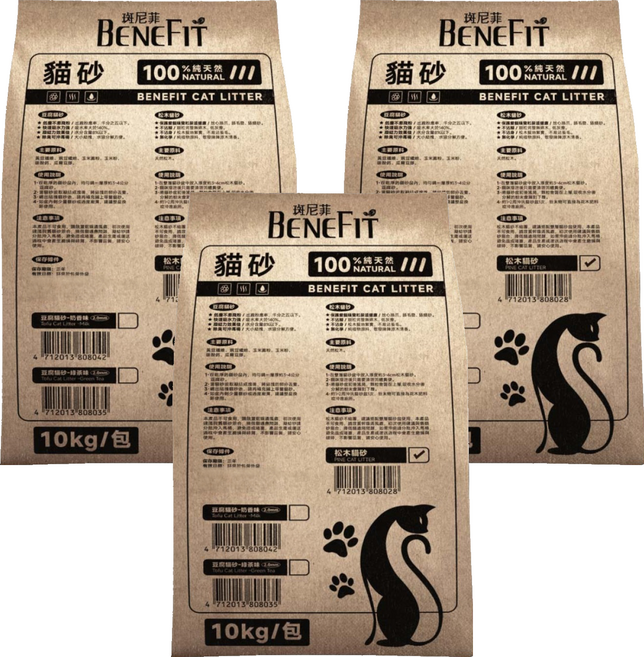 BENEFIT 斑尼菲 松木貓砂, 10kg, 3個, 松木