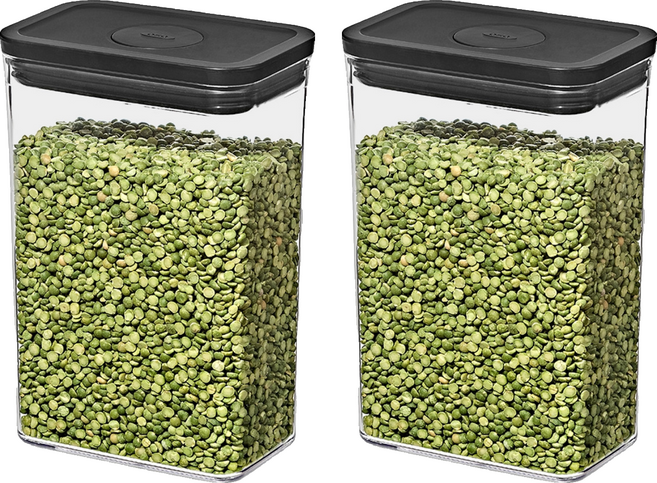 OXO POP 長方按壓保鮮盒 經典霧黑色 2.6L, 2個, 單品