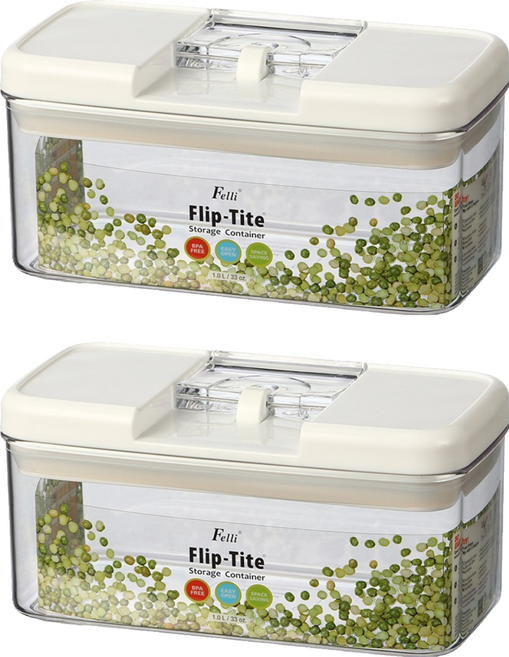 Felli 飛綠 易百拉長型密封罐 1000ml, 2個, 容器 + 蓋子