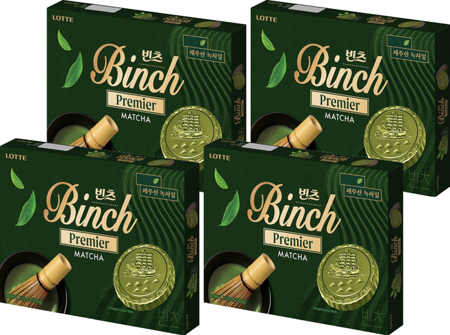 LOTTE 樂天 Binch 抹茶餅乾, 204g, 4盒