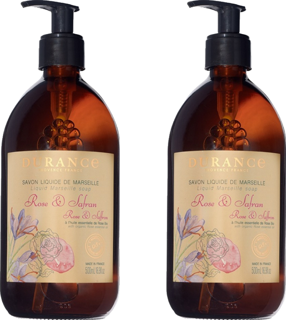 DURANCE 朵昂思 精油馬賽液態皂 玫瑰番紅花, 2個, 500ml