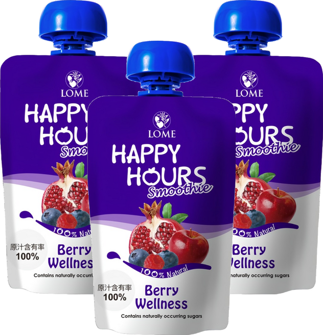 HAPPY HOURS 生機纖果飲 蘋果 + 紅石榴 + 覆盆莓 + 藍莓, 100g, 3包