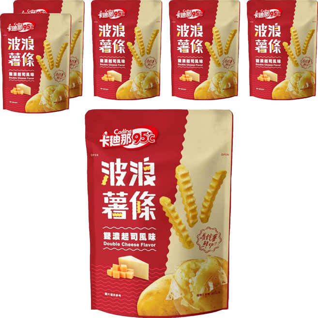 Cadina 卡迪那 95度C波浪薯條 雙濃起司風味, 36g, 6包