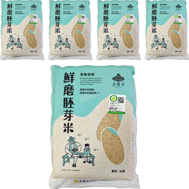 GOLDEN RICE 金農米 鮮磨胚牙米, 2kg, 5個, 2級