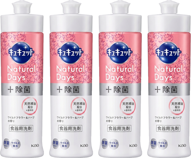 Kao 花王 Cucute 珂珂透 濃縮除菌去油洗碗精 鮮花&野草香, 4個, 220ml