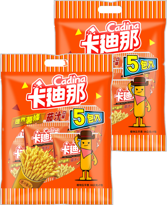 Cadina 卡迪那 德州薯條茄汁口味量販袋, 190g, 2袋