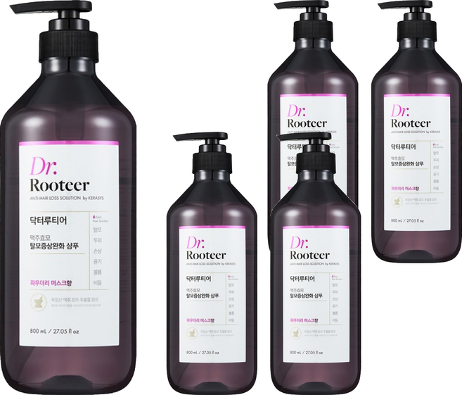 DrRooteer 啤酒酵母髮根強健洗髮精 柔霧麝香調, 5件, 800ml