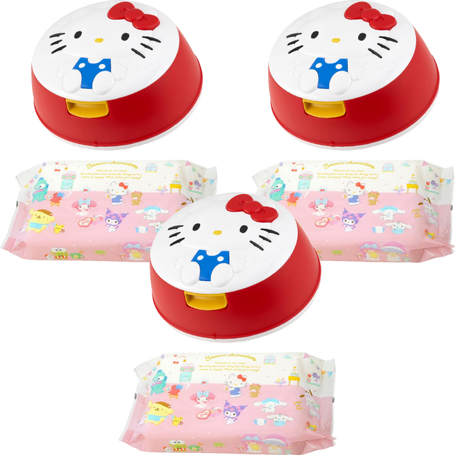 LEC Hello Kitty 凱蒂貓 濕紙巾 附盒子 80張, 3個, 1個裝