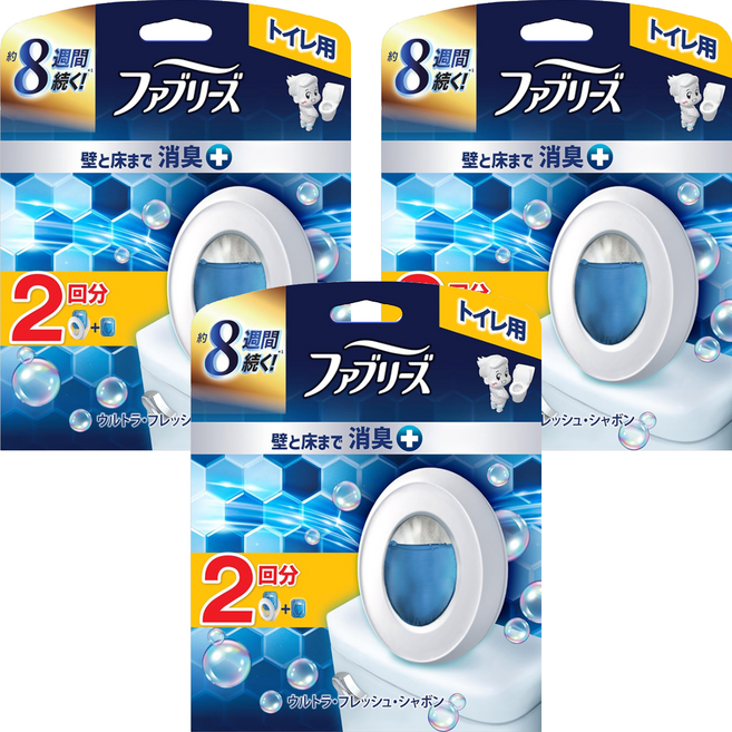 febreze 風倍清 日本原裝進口 廁所消臭芳香劑 6.3ml + 補充包 6.3ml, 3套, 12.6ml, 極致清新皂香