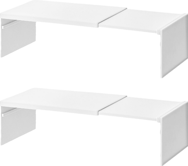 JOSIC 櫥櫃空間可伸縮分層置物收納架 28.5~54 x 20 x 12.5cm, 白色, 2個
