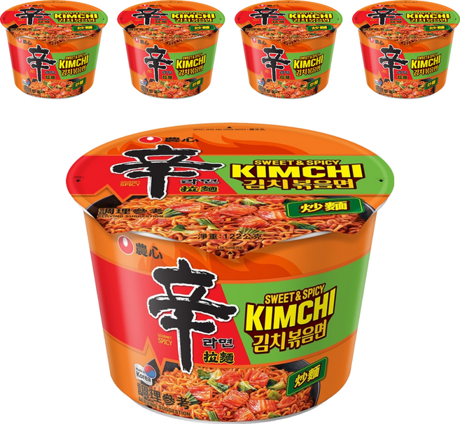NONGSHIM 農心 辛辣白菜炒麵大碗麵 122g, 5個裝